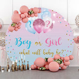 Allenjoy Blue Pink Gradient Star Round Gender Reveal Backdrop