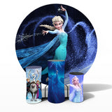 Allenjoy Blue Princess Birthday Round Backdrop Kit Girl