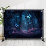 Allenjoy Blue Purple Forest Butterfly Bokeh Birthday Backdrop