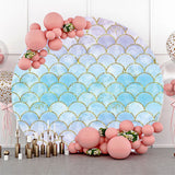 Allenjoy Blue Purple Gradient Mermaid Scale Circle Backdrop