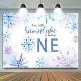 Allenjoy Blue Purple Snowflake Bokeh 1St Birthday Backdrop