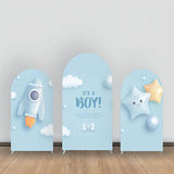 Allenjoy Blue Rocket Star Cloud Baby Shower Arch Backdrop Kit