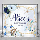 Allenjoy Blue Rope Floral Sail Custom Baby Shower Backdrop