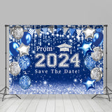 Allenjoy Blue Silver Balloons Bokeh Graduation Prom Backdrop