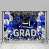 Allenjoy Blue Silver Balloons Sparkle Backdrop Graduation