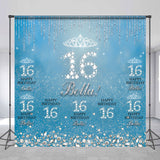 Allenjoy Blue Silver Sparkle Custom 16Th Birthday Backdrop