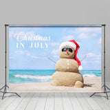 Allenjoy Blue Sky Beach Sandman Summer Christmas Backdrop