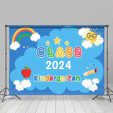 Allenjoy Blue Sky Cute Rainbow Sun Apple Graduation Backdrop