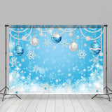 Allenjoy Blue Snowflakes With Christmas Balls Holiday Backdrop