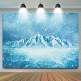 Allenjoy Blue Snowmountain And Snowflake Baby Shower Backdrop