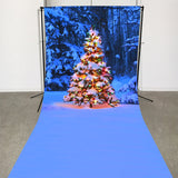 Allenjoy Blue Snowy Christmas Tree Winter Photo Backdrop