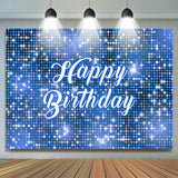 Allenjoy Blue Sparkling Sequin Dance Happy Birthday Backdrop