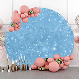 Allenjoy Blue Sparkling Simple Sky Round Birthday Backdrop