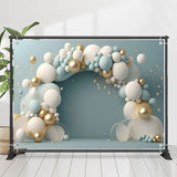 Allenjoy Blue White Balloon Gold Star 1St Birthday Backdrop