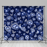 Allenjoy Blue White Butterfly Hearts Starlight Party Backdrop