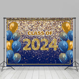 Allenjoy Blue Yellow Balloons Glitter Graduation Backdrop