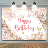 Allenjoy Boho Butterfly Floral Birthday Backdrop Girl