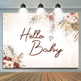 Allenjoy Boho Flowers Glitter Hello Baby Shower Backdrop