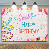 Allenjoy Boho Leaves Flower Snake Happy Birthday Backdrop