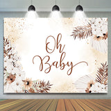 Allenjoy Boho White Flower Glitter Backdrop Baby Shower