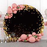 Allenjoy Bokeh Golden Glitter Black Round Party Backdrop