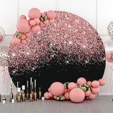 Allenjoy Bokeh Pink Black Glitter Round Wedding Backdrop