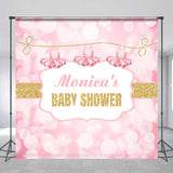 Allenjoy Bokeh Pink Gold Personalized Baby Shower Backdrop