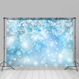 Allenjoy Bokeh Snowflake Blue Christmas Backdrop Photo