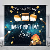 Allenjoy Bonfire Marshmallows Custom Name Birthday Backdrop