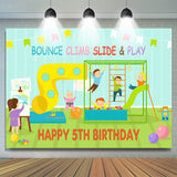 Allenjoy Bounce Climb Slide And Play Happy 5Th Birthday Backdrop