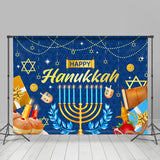 Allenjoy Bread Blue Shiny Candle Happy Hanukkah Backdrop