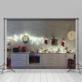 Allenjoy Brick Wall Cupboard Photography Christmas Backdrop