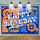 Allenjoy Brick Wall Shooting Game Birthday Backdrop Boy