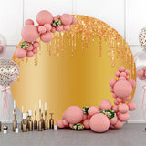 Allenjoy Bright Golden Glitter Round Birthday Party Backdrop