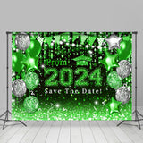 Allenjoy Bright Green Balloons Flag Bokeh Graduation Backdrop