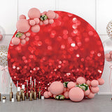 Allenjoy Bright Red Glitter Bokeh Round Backdrop Birthday