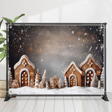 Allenjoy Brown Biscuit House Snowy Winter Christmas Backdrop