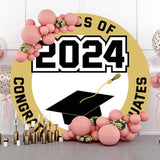 Allenjoy Brown Congratulations Circle Graduation Backdrop