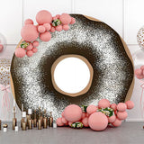 Allenjoy Brown Cream Powdered Sugar Doughnut Circle Backdrop