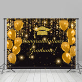 Allenjoy Brown Glitter Balloon Congratulation Grad Backdrop