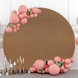 Allenjoy Brown Leather Pattern Round Birthday Party Backdrop