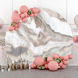 Allenjoy Brown Marble Texture Simple Round Birthday Backdrop