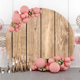 Allenjoy Brown Stripe Wooden Circle Happy Birthday Backdrop