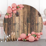 Allenjoy Brown Wooden Wall Hole Circle Backdrop Birthday