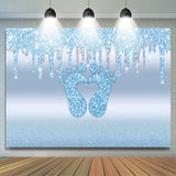 Allenjoy Bule Bokeh Little Feet Glitter Backdrop For Baby Shower