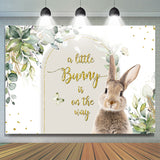 Allenjoy Bunny Is On The Way Rabbit Leaf Baby Shower Backdrop