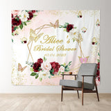 Allenjoy Burgundy And Pink Flower Butterfly Miss To Mrs Backdrop