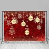 Allenjoy Burgundy With Shiny Snowflake Christmas Ball Backdrop