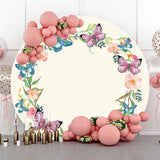 Allenjoy Butterfly And Wreath Happy Birthday Circle Backdrop