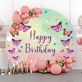 Allenjoy Butterfly Five Pointed Star Round Birthday Backdrop